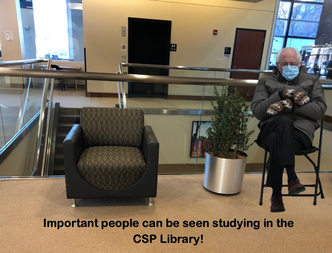 csplibrary's tweet image. Had to have some #FridayFun with Bernie at the CSP Library!