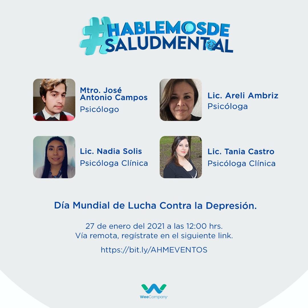 Te invitamos al #webinar #HablemosdeSaludMental, en el marco del Día Mundial de Lucha Contra la Depresión. Contaremos con 4 psicólogos puntos tácticos para que la sociedad tome conciencia sobre la importancia del apoyo profesional Regístrate aquí: https://t.co/LAWv72UL50 https://t.co/oEBeaRtOjJ