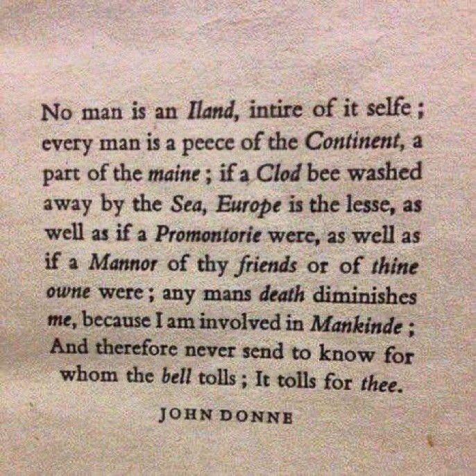 🔶 JOHN DONNE 🔶 Born on this day, in 1572 “No man is an island, Entire of itself, Every man is a piece of Continent, A part of the main.' from “Devotions Upon Emergent Occasions, Meditation XVII, 1624