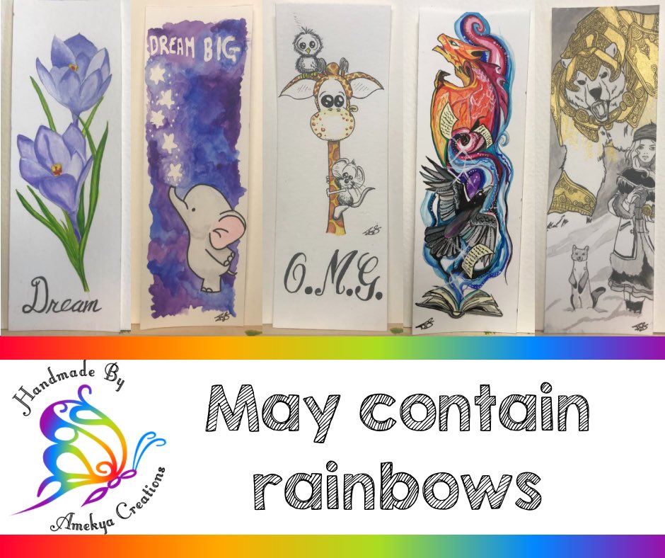 TanyaSparey's tweet photo. Hi @heartizan 
#shophandmadehour
Hey I’m the crazy rainbow that is Amekya Creations I help book lovers make sure they never lose their page, and have something beautiful to mark it with. My hand painted bookmarks are ideal and a as a gift https://t.co/s6mqZixGmw