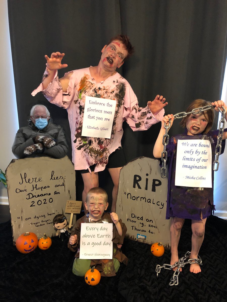 miekehartkamp's tweet photo. @GISH As you can see, Bernie was super excited to be part of our zombie item during #Gishoween. @insertteamhere https://t.co/kEwCiaAydx
