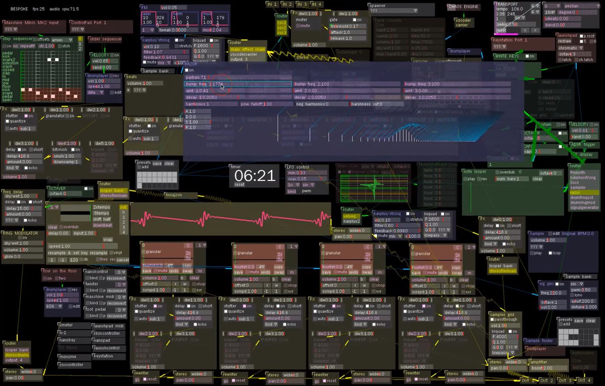 screenshot of bespoke synth from 2014