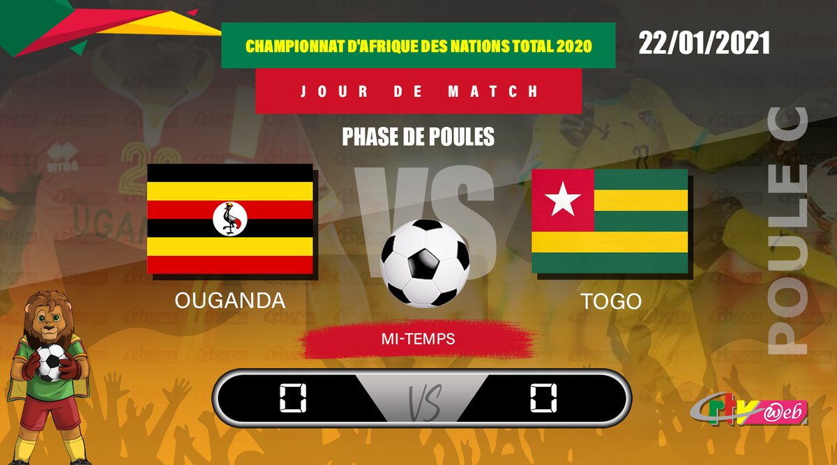 CRTV_web's tweet photo. MI-TEMPS! Drapeau de l'Ouganda 0-0 Drapeau du Togo
#PouleC
#TotalCHAN2020 | #UGATOG https://t.co/XAKukpGgHR