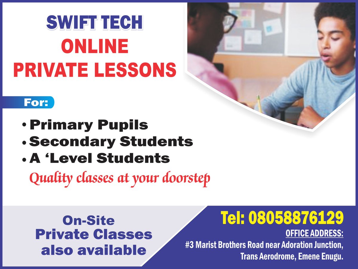 SwifTeachers's tweet photo. SWIFT TECH brings quality after school classes at your doorstep through her Online private classes for Primary, Secondary and A' Level Students. Join us today. https://t.co/aP2yj0P3Is https://t.co/OWQL2DvTPh