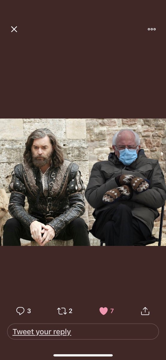 Omundson's tweet photo. As you can tell by his scowl ,Bernie hates monarchs but still , this was a fun hang #Galavant #KingsBeard https://t.co/Jgx2ZeRe4P