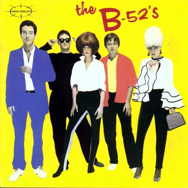 The Art of Album Covers .Photo of the B52s that became the image that once hand colored, was used on their self titled debut album, released 1979..Taken by photographer George DuBose on 12th December 1977 in NYC