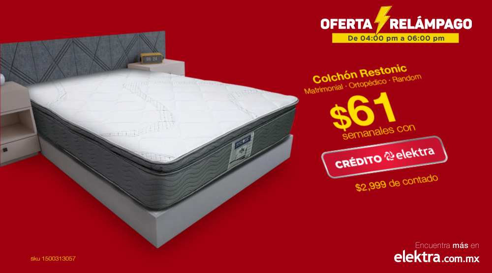 ⚡️ #OfertaRelámpago ⚡️

El Colchón Restonic Matrimonial Ortopédico Random es perfecto para que puedas dormir tranquilo.

Adquierelo aquí ➡️ bit.ly/3p3VLDY