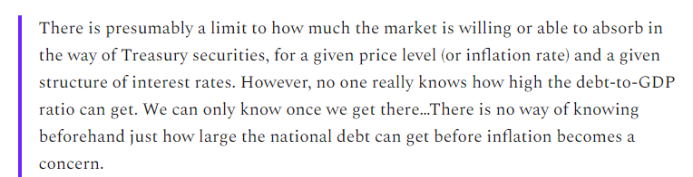 8/In this excellent blog post about debt sustainability,  @dandolfa tells the hard truth: We just don't know how much borrowing it would take to cause hyperinflation. https://medium.com/st-louis-fed/does-the-national-debt-matter-f99bedc0e14a