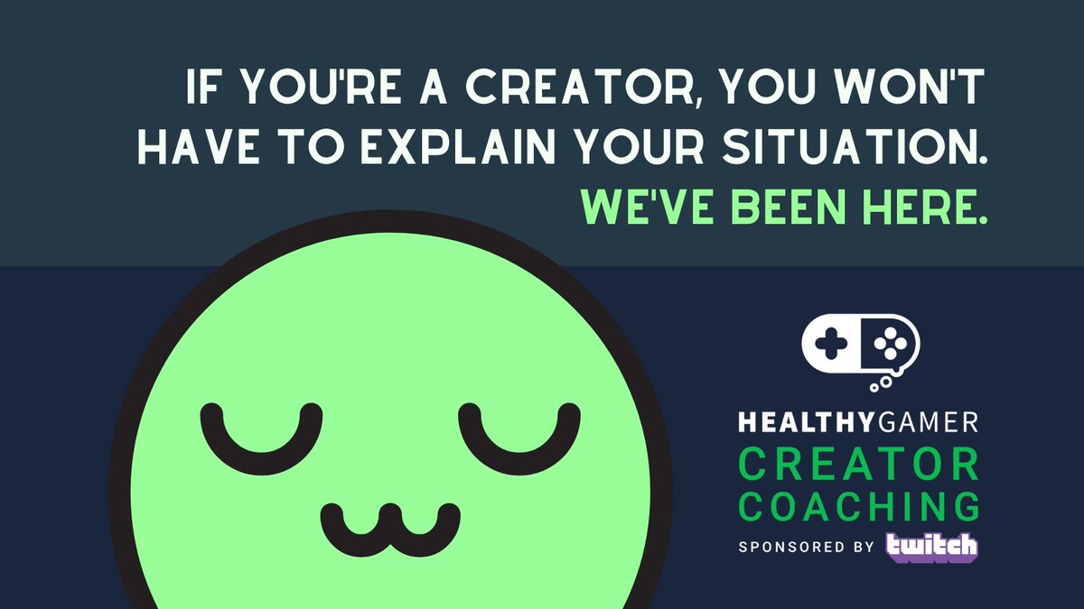 HealthyGamerGG's tweet image. 📢 Hey creators, we made something just for you! Our Creator Coaching Program, sponsored by Twitch is live! Tackle burnout, imposter syndrome &amp;amp; more with a trained HG Creator Coach.

It's private and free for Twitch Partners, courtesy of @twitch 💚

bit.ly/3iERgxq