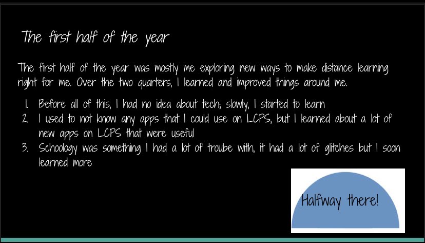 MrsNorrisSTEM's tweet photo. This week we reflected on distance learning so far and made goals for the rest of the year! Check out some of the challenges we overcame! #LCPShalftime https://t.co/dsR8rDvErW