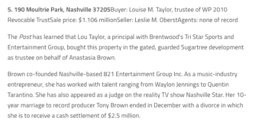 Nashville Star is basically American Idol for country singers. The show aired on TV until 2007 and we have evidence that one of the judges, Anastasia Brown, is connected to Britney's business manager Lou Taylor and many of the companies under Britney's name.  #FreeBritney