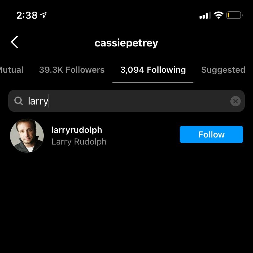To this day, Cassie follows both Lou Taylor and Britney's manager Larry Rudolph on Instagram.  #FreeBritney
