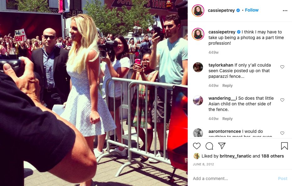 Throughout Britney's stint on the XFactor, Cassie was there taking photos of her like she's a paparazzi.  #FreeBritney