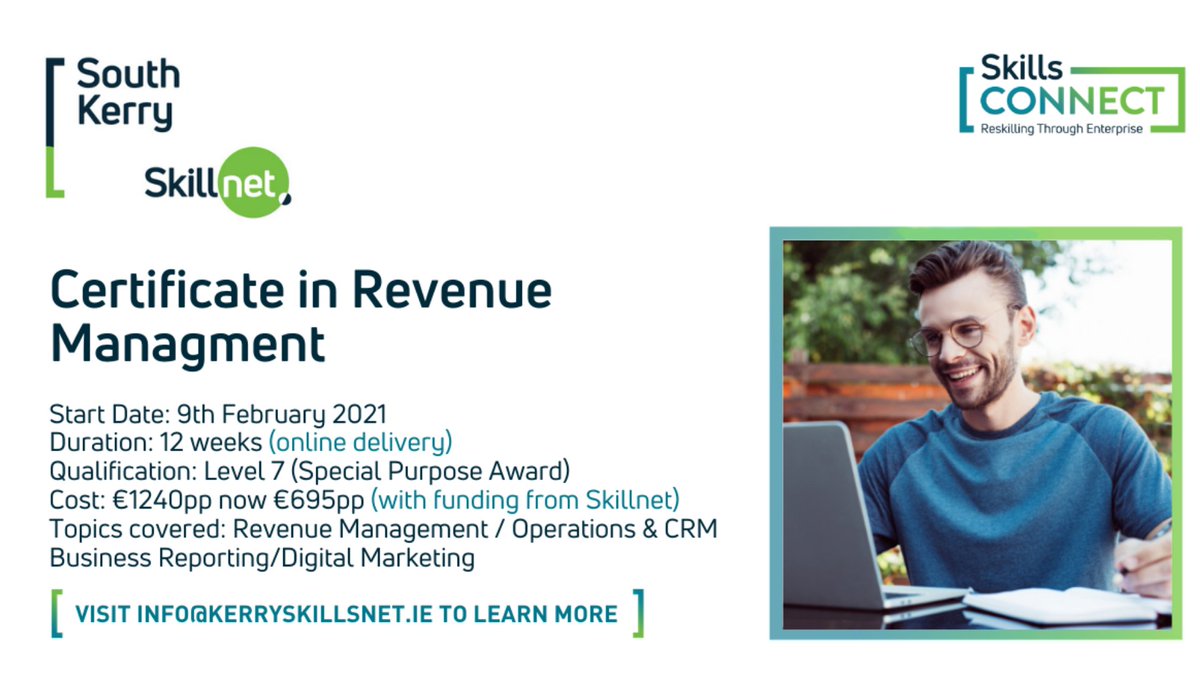 SthKySkillnet's tweet photo. Are you involved in the hospitality industry? Time to upskill? Apply for the Level 7 Certificate in Revenue Management delivered by MTU online over 12 weeks. For more information https://t.co/WDG5IusZF9 https://t.co/sXDtCOXIgW