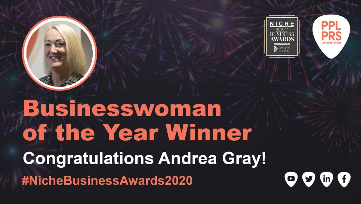Our Managing Director has topped the charts! Congratulations to The Niche Businesswoman of the Year, Andrea Gray! #NicheBusinessAwards2020 #localbusiness #leicesterbusiness #leicester