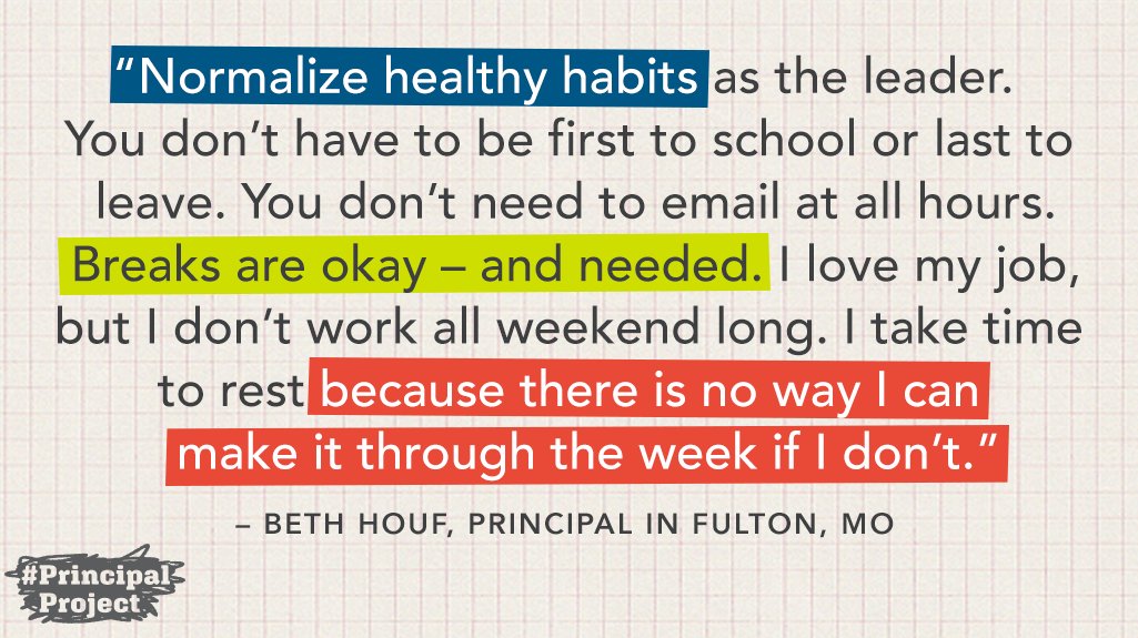 PrincipalProj's tweet photo. By giving yourself space, you give your whole staff space, too.

(Reminder via P @BethHouf) https://t.co/kEzwpBXxtA