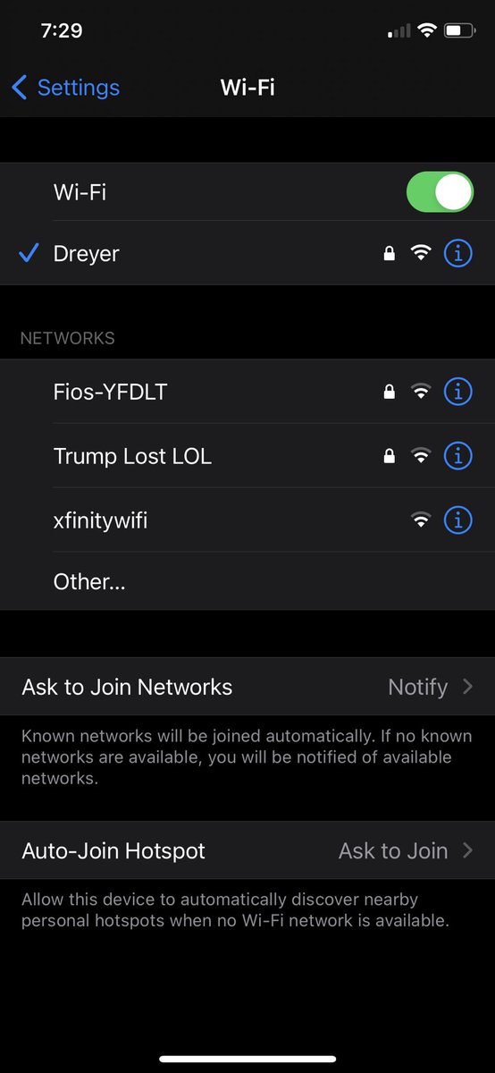 MonsterFactory3's tweet photo. Someone in my neighborhood had this as their WiFi domain ๐คฃ #DumpingTrump https://t.co/n3wqlnnLCR