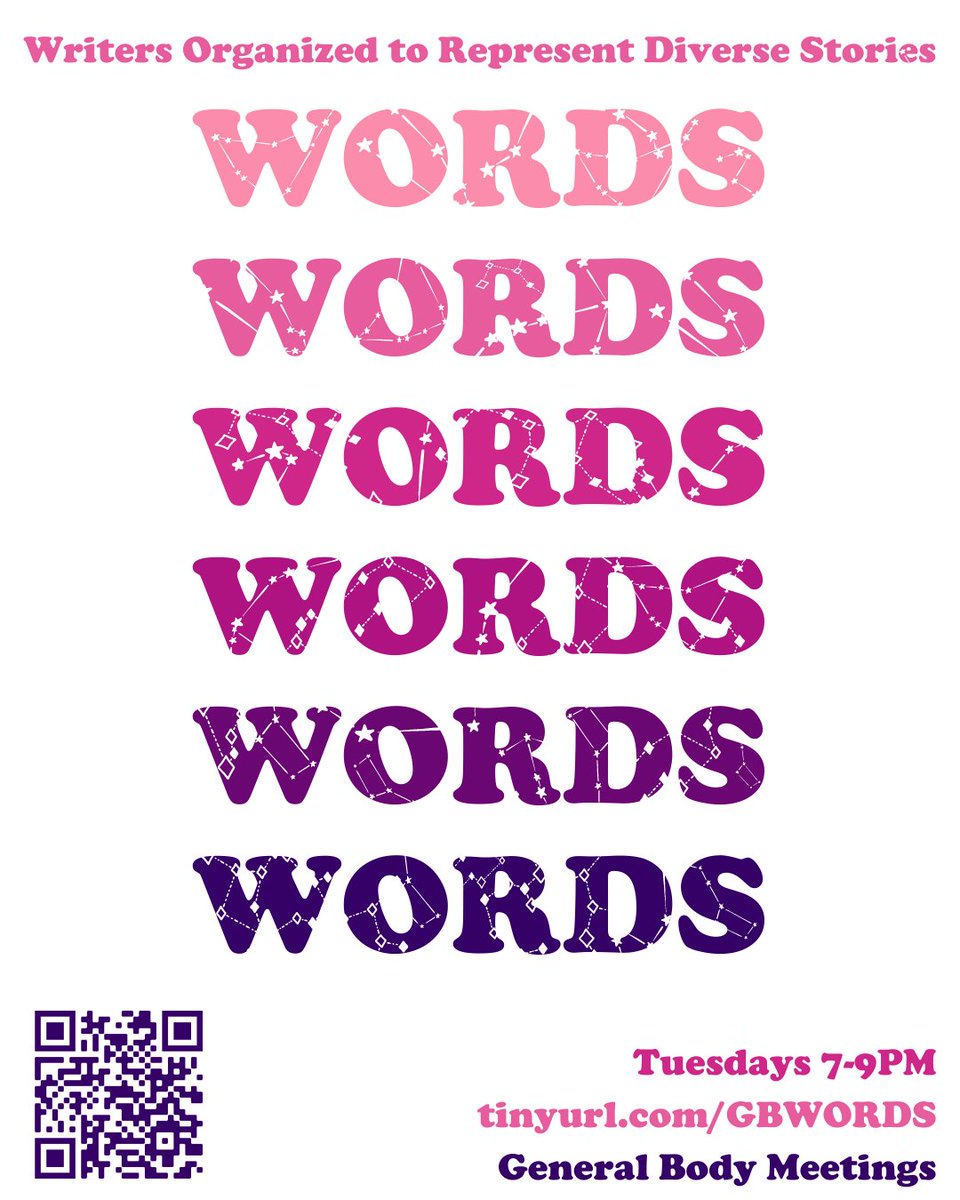 Attention wordsmiths!! We hope everyone's semetser is going well 💜WORDS will be hosting its first General Body Meeting of the semster next week on Tuesday, January 25th at 7pm 🎉 We hope to see everyone there and ready to show us #WATCHUGOT