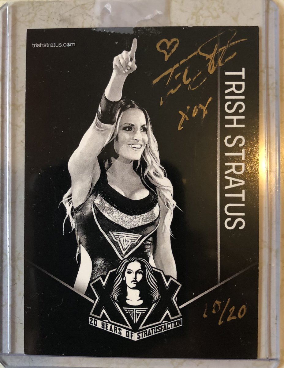 I received my short print Trish Stratus autograph card today. On card signature and hand numbered 10/20. Not for sale. https://t.co/JUJWEDEiqg