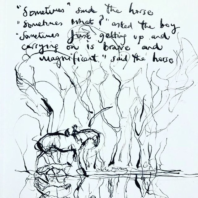 merloop's tweet image. Sometimes," said the horse
"Sometimes what?" asked the boy.
"Sometimes just getting up and carrying on is brave and magnificent.” said the horse. #staystrong #ShineBright 💜 #charleymackesy