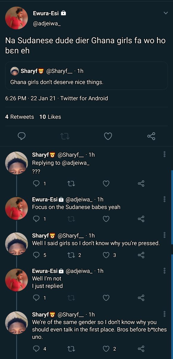 8. Ewura Esi Vs SharyfEsi said Sudanese-based Ghanaian influencer Sharyf should focus on Sudan ladies. It escalated fast when Sharyf replied saying Esi is his brother in ChristWahala for who no sabi stay in his lane