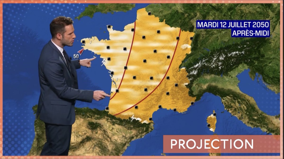 Marc_Hay_Meteo's tweet photo. À quoi pourrait bien ressembler une journée d’été « banale » en 2050 ? À ÇA !!! @BFMTV #climat #meteo #rechauffementclimatique #2050 https://t.co/Z2nzLX9RwU