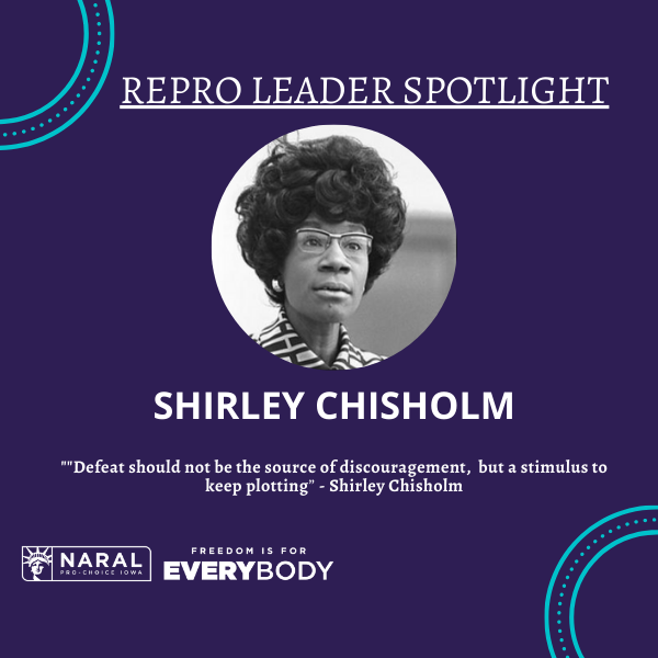 SPOTLIGHT: This woman is just a powerhouse. The first Black woman elected to Congress AND to run for President in 1972 - She paved the way for so many Black women to enter politics. Check out the Chisholm Project: chisholmproject.com