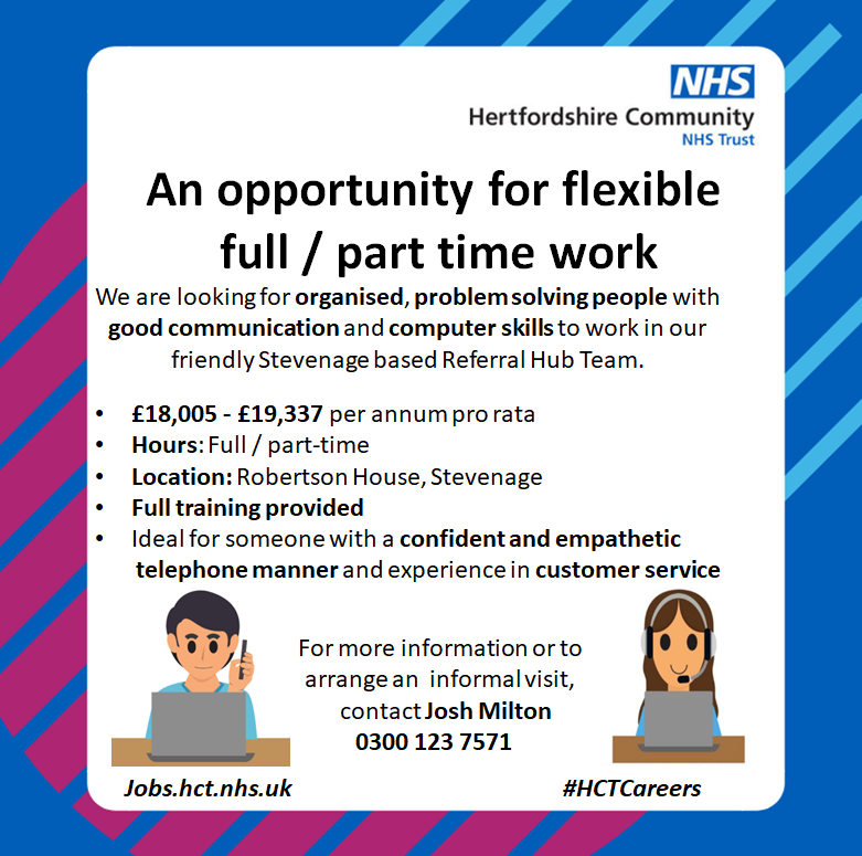 HertsEast's tweet photo. Would you like to join our expanding team? Please click on the link below to apply @HCTNHS @charlotte35 @marion_dunstone 

https://t.co/V8GrTV2ul1 https://t.co/pWehoNGyjY