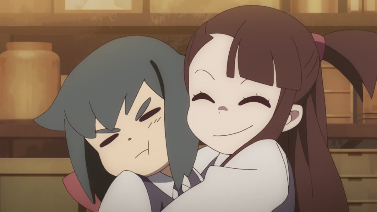 DailyAkko_'s tweet photo. Akko hugging Constanze 😟😟 https://t.co/Q4oRfj1Cto