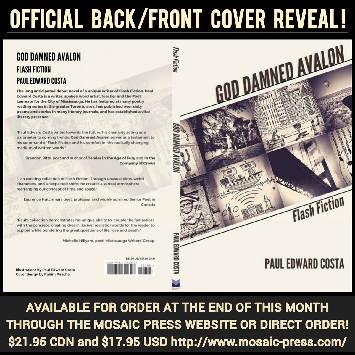 It's almost time! At the end of next week you'll be able to buy my short fiction collection "God Damned Avalon" from Oakville’s <a href="/MosaicPress/">Mosaic Press</a> or by direct order through me =D 

#mosaicpress #pauledwardcosta #shortstorycollection #flashfiction #published #author #newbook