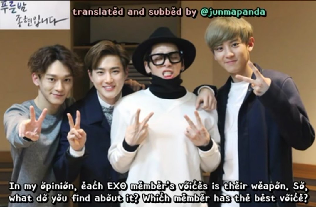 the love & appreciation has never been one-sided though! jongdae was so happy when jonghyun kept complimenting his voice during exo's visit to bluenight radio