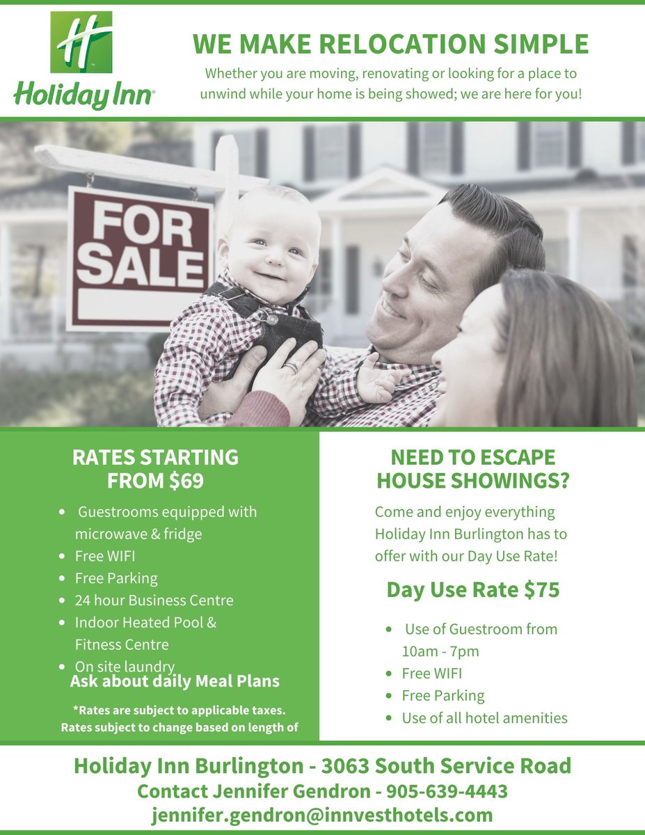 JenGendron1's tweet photo. Need to escape while your house is being shown or a place to stay while transitioning to your new home - Holiday Inn Burlington is here for you! https://t.co/SYpqQldWE9