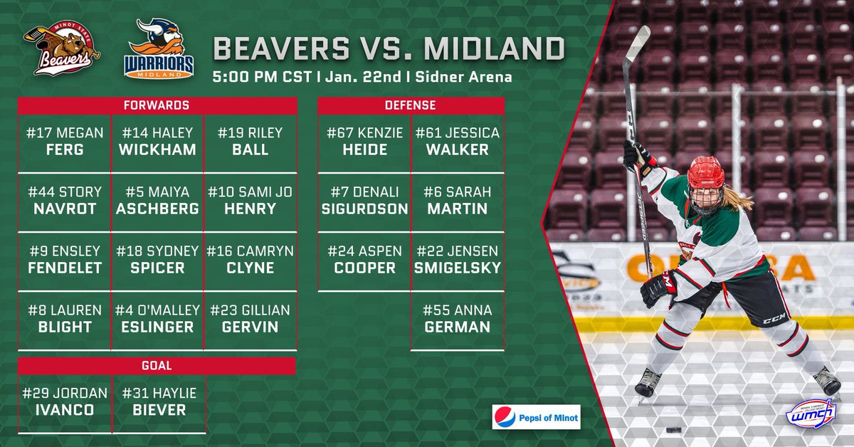 MSUBeaversWHKY's tweet photo. Lineup for today’s game vs. Midland! #JoinTheColony https://t.co/l7D3f93O0z