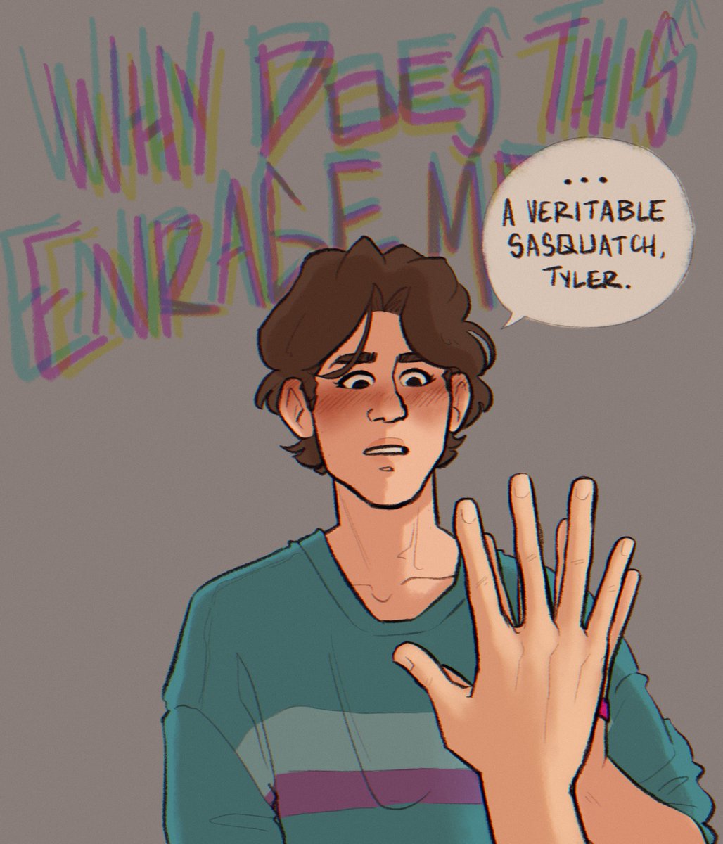 worked on this off and on as warmup before working on other stuff the past couple days! simple and self indulgent,, robbie (brown hair) is @kitseyransom's boy ?✨
