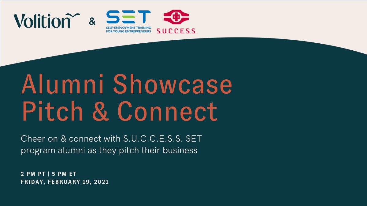 thisisvolition's tweet photo. SAVE THE DATE!
Join us on February 19 for the @SUCCESSBIIS Alumni Showcase Pitch & Connect!
A great opportunity to network with the #Vancouver #startup community
Attend this FREE event: https://t.co/f8qHeMEPrh
#SUCCESSAlumniPitch #ThisIsVolition https://t.co/xyzA4GkQT4