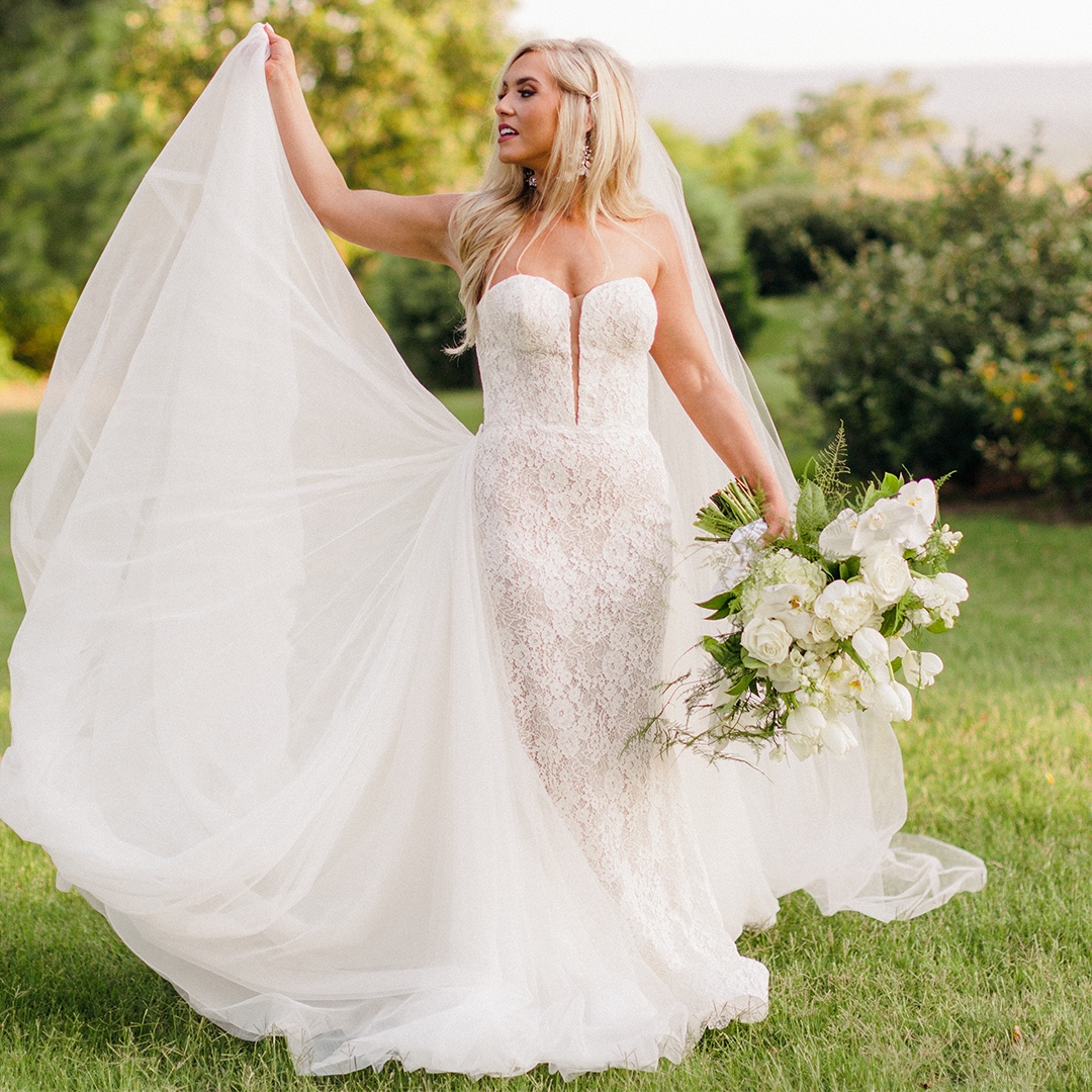 Our #lamourbride Rachel looked like a goddess of love and beauty in our iconic Venus~LA9256. With classic ivory #lace, a #sweetheartneckline, and detachable tulle skirt, this #weddingdress is perfect for the #bride looking for a timeless #bridallook. Boutique: <a href="/LOWSBRIDAL1/">Low's Bridal</a>