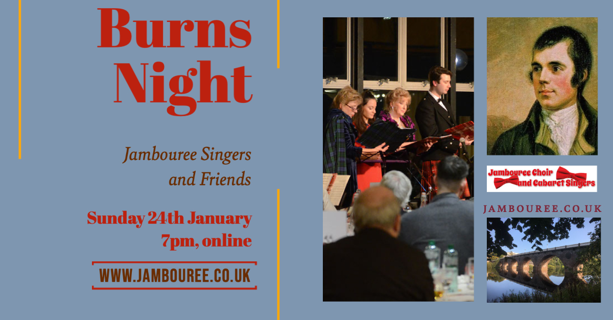 7pm, Sunday 24th January - Jambouree Burns Supper online jambouree.co.uk - a feast of song and poetry for all  @The_PA @PKMusicF @KLEOscotland @PyoPerth @pkcMusicService @PerthFestival @rotaryclubperth @ChansonsChoir @PerthSymphOrch @PerformPerth @PerthCityCentre
