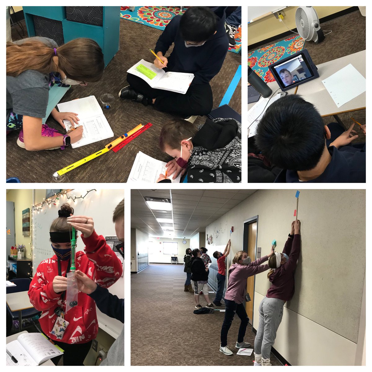 MrsWarner5th's tweet photo. I haven’t posted yet in 2021, but just know that we’ve been busy... jumping, measuring, data collecting, evaluating, analyzing, calculating, collaborating (with our virtual half), ramping, rolling and weighing. Whew. ❤️ #FOSSScience, #Proud2bMIS https://t.co/oQ3HTAU9OY