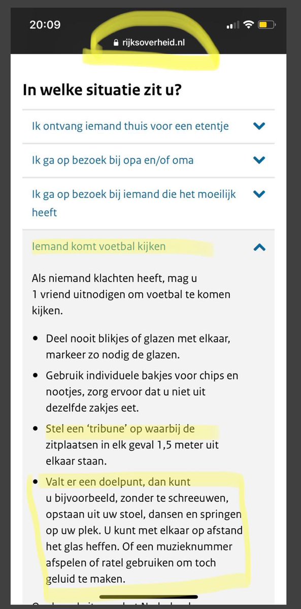 Buzzerzz78's tweet image. @adamcurry NL avondklok vanaf 21:00. En nu mag nog maar 1 iemand op bezoek komen. Rijksoverheid geeft instructies: komt iemand voetbal kijken, als een doelpunt valt, spring en dans dan op uw plek zonder te schreeuwen en gebruik een ratel. #crazy #gitmonation #lowlands