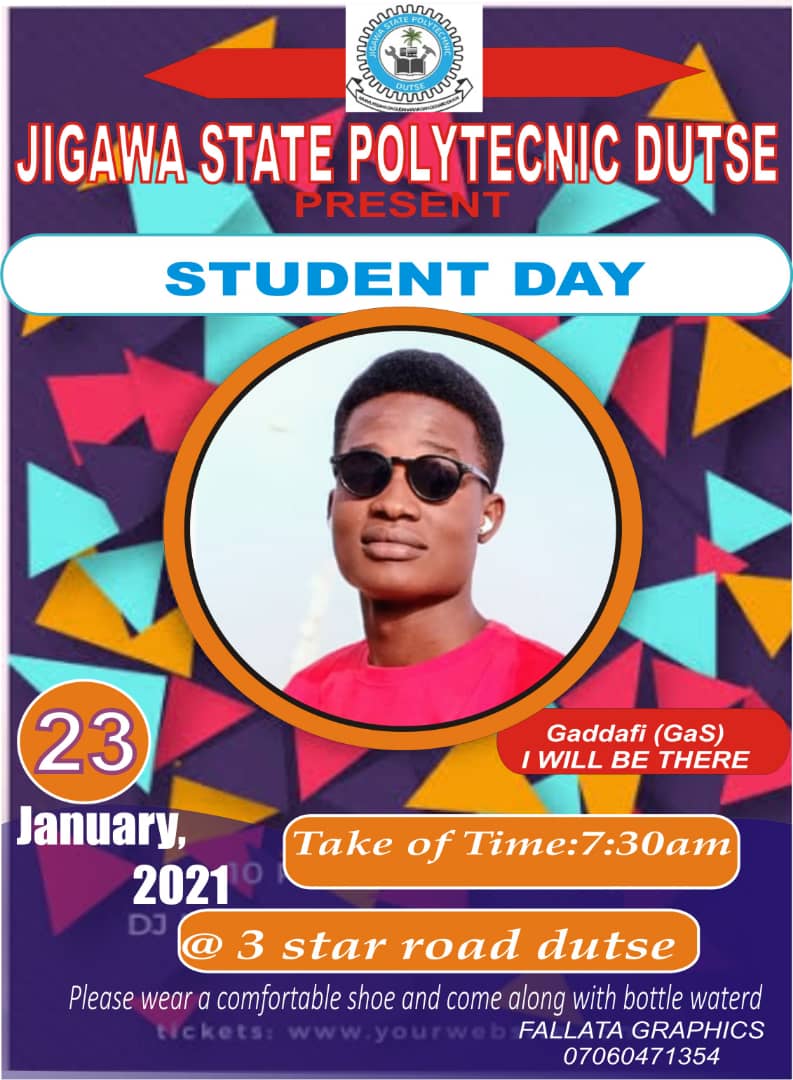 jigpoly's tweet image. JIGAWA STATE POLYTECHNIC DUTSE PRESENT STUDENT DAY 23 JANUARY 2O21.