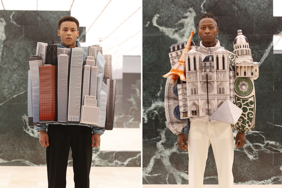 Virgil Abloh's Louis Vuitton show included 3D skyline coats