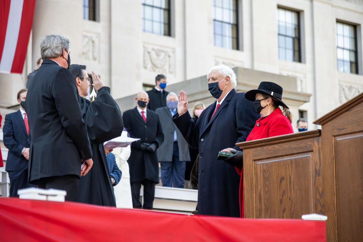 WVGOP's tweet photo. Congratulations to @WVGovernor @JimJusticeWV on his swearing in today on the North Side of the State Capitol Building in Charleston. After taking his Oath of Office and being sworn in, Gov. Justice delivered his Inaugural Address. #WVGOP #WVGov #WVPol https://t.co/IUOE8T2CNo