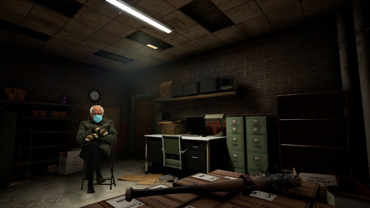 Back4Intel's tweet image. Back4Bernie! I am once again asking for your painkillers and med-kits! Here we see one of the fiercest cleaners of all time! Donning his signature Ridden killing mittens! Could this be our next character reveal? 👀 @back4blood #Back4Blood #B4B #B4BIntel