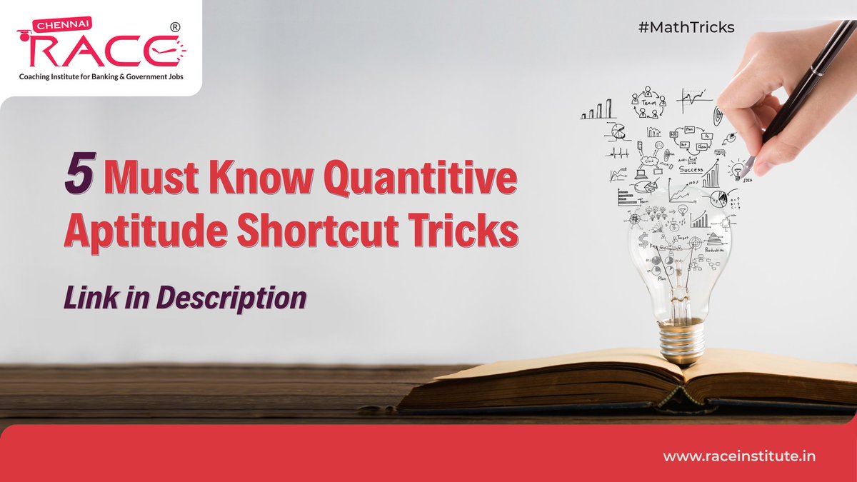 Top 5 shortcuts to solve #quantitiveaptitude questions youtube.com/watch?v=KuKKfE… 

#AptitudeSkills #MathsShortcuts #MathsTricks #CompetitiveExams #BankExams #RaceInstitute