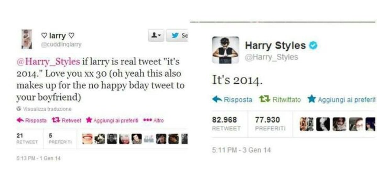 Harry was the original Larry confirmer....because he wanted everyone to know who was dating Louis!!!~ A "tweet about .... if Larry is real" thread ~