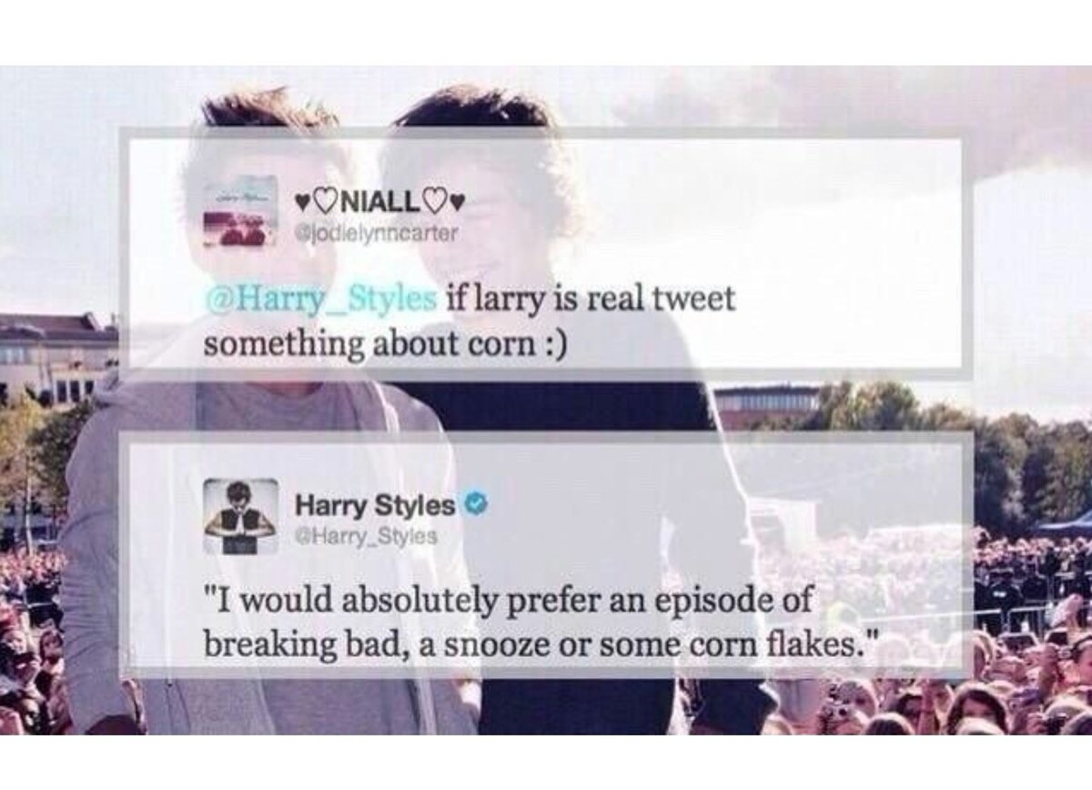 Harry was the original Larry confirmer....because he wanted everyone to know who was dating Louis!!!~ A "tweet about .... if Larry is real" thread ~