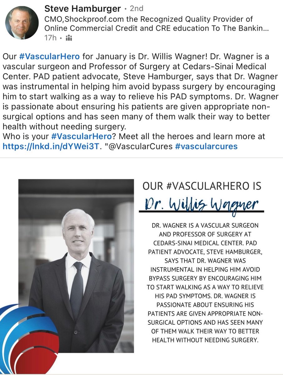 Vascular Surgery Associates (@vascsurgla) on Twitter photo Our own Dr. Willis Wagner, recognized by <a href="/VascularCures/">Foundation to Advance Vascular Cures</a> for his expertise and care in managing #PAD Our own Dr. Willis Wagner, recognized by <a href="/VascularCures/">Foundation to Advance Vascular Cures</a> for his expertise and care in managing #PAD