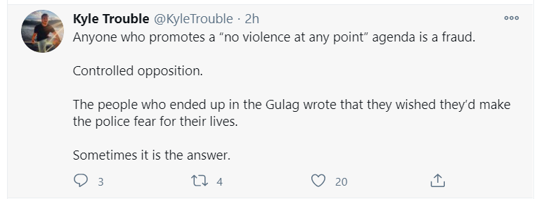 But wait, there's more. He claims that, until recently, he was a Q follower -- only for a short time -- and, alongside calls to violence and strenuous anti-mask rhetoric (not pictured here but yes, there's a LOT of it) and calls to violence are... appeals to disaffected Q folk.