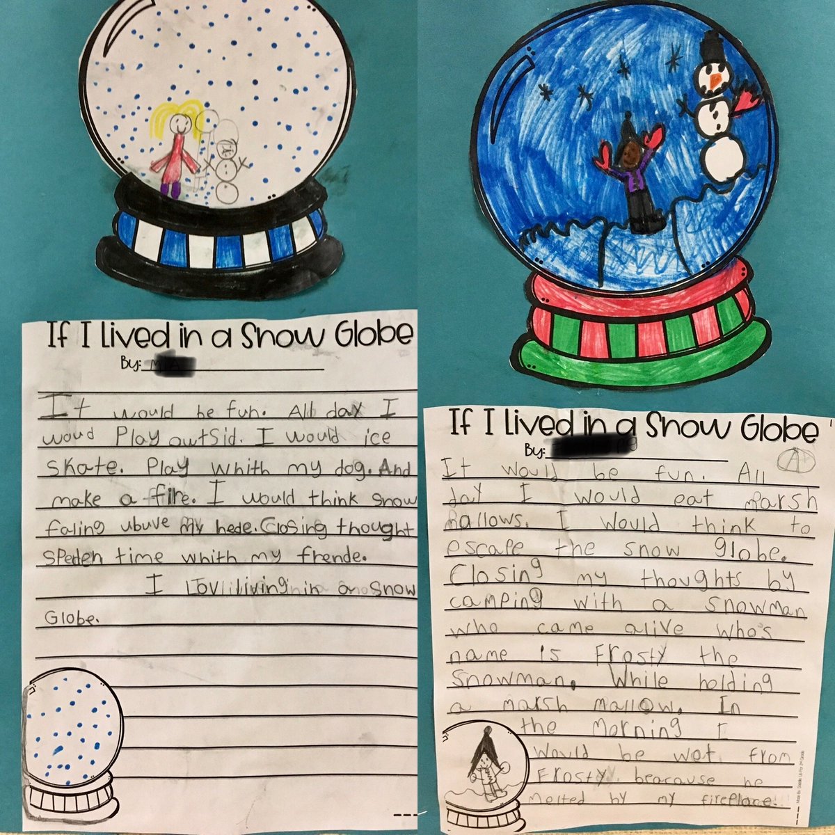 MrsKristjanson's tweet photo. January writing fun ✏️📖 - Life in a snow globe ❄️⛄️ and today we tried using story cubes in our journal. So many good ideas! @WpgBeachSchool https://t.co/dT2ImNBZTN