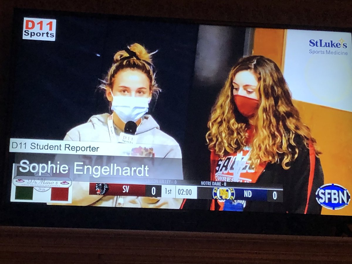 Watch out @ESPN! Student @D11Sports reporters Sophie and Grace covering wrestling tonight! #SauconProud🐾🐾 @SauconValleyHS @SauconAthletics